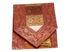 Valintino Textiles Silk Broket Rectangel Runner with Stripe Design Red Border 17*72 inch
